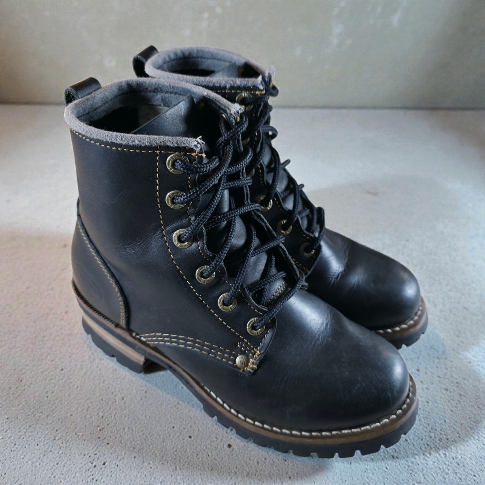 Vintage Skechers Womens 8.5 Laramie Combat Boots‎ Y2K Black Leather Chunky Heel